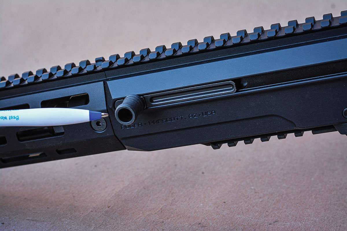 The charging handle is factory installed on the left side, which is ideal for right-hand shooters; however, it can be reversed to accommodate left-hand shooters.